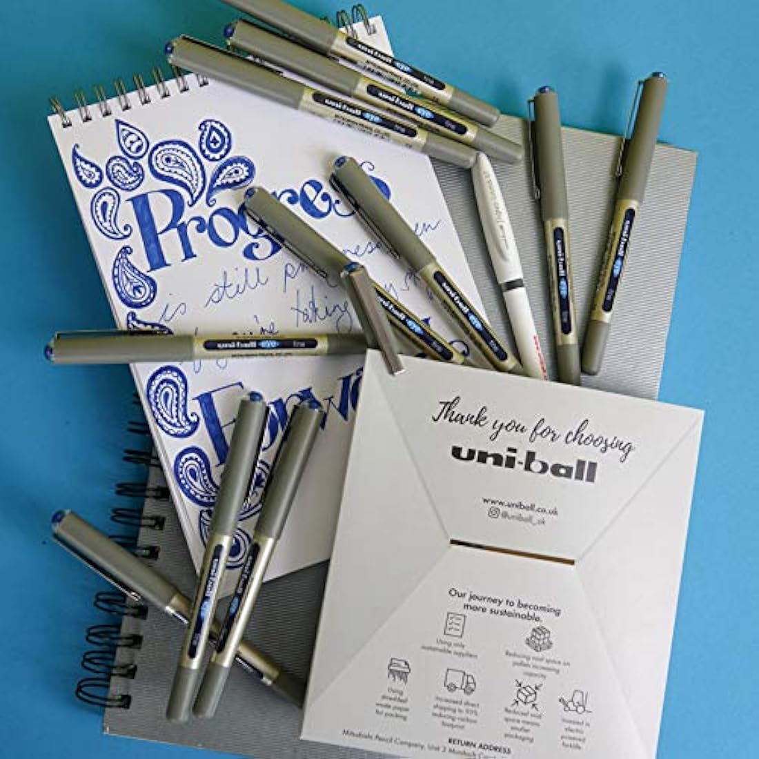 Uni-ball Eye UB-157 Rollerball Pens | Fine 0.7mm Blue Ink | 12 Pack