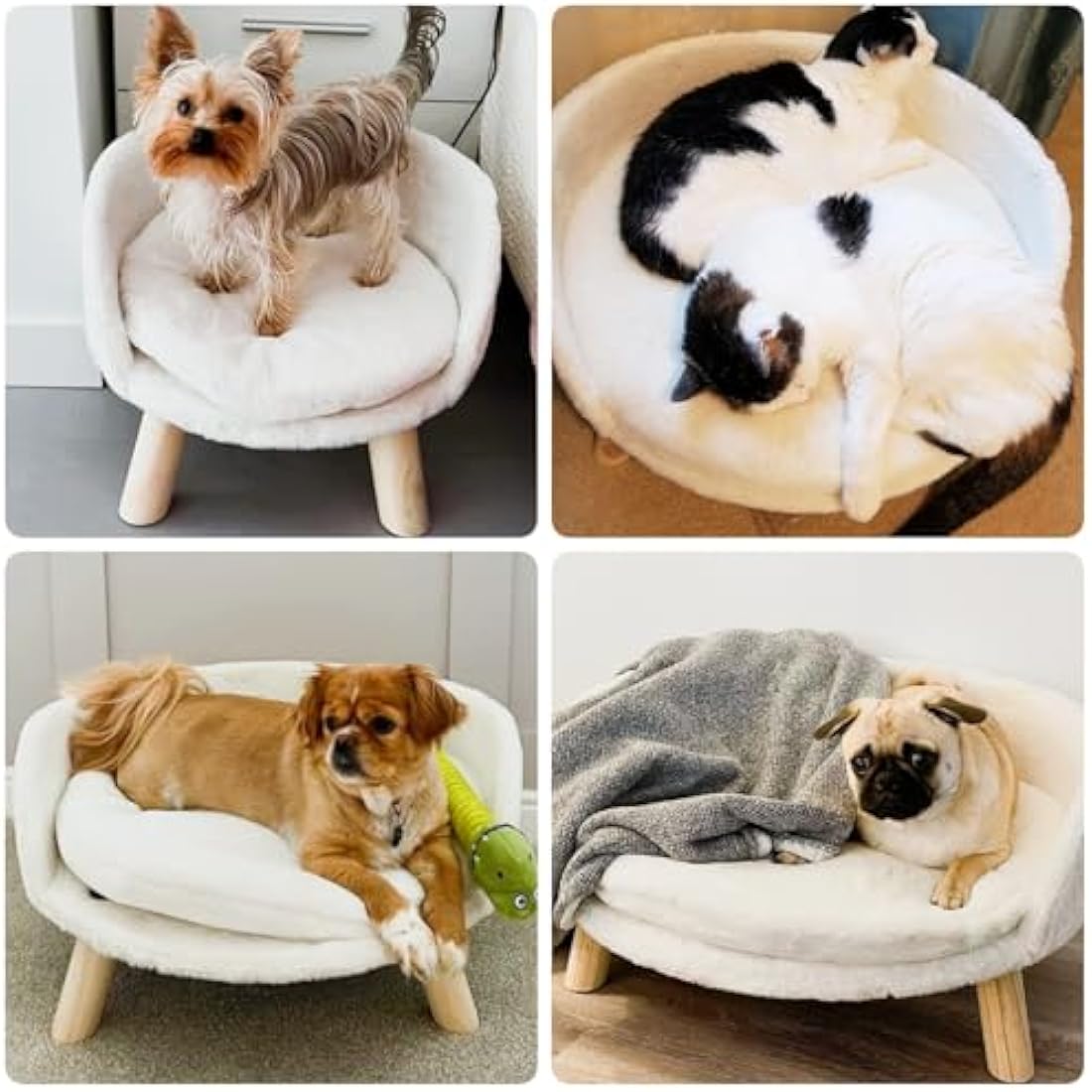 BingoPaw Elevated Cat Sofa Bed | Nordic Wooden Pet Stool with Washable Mat