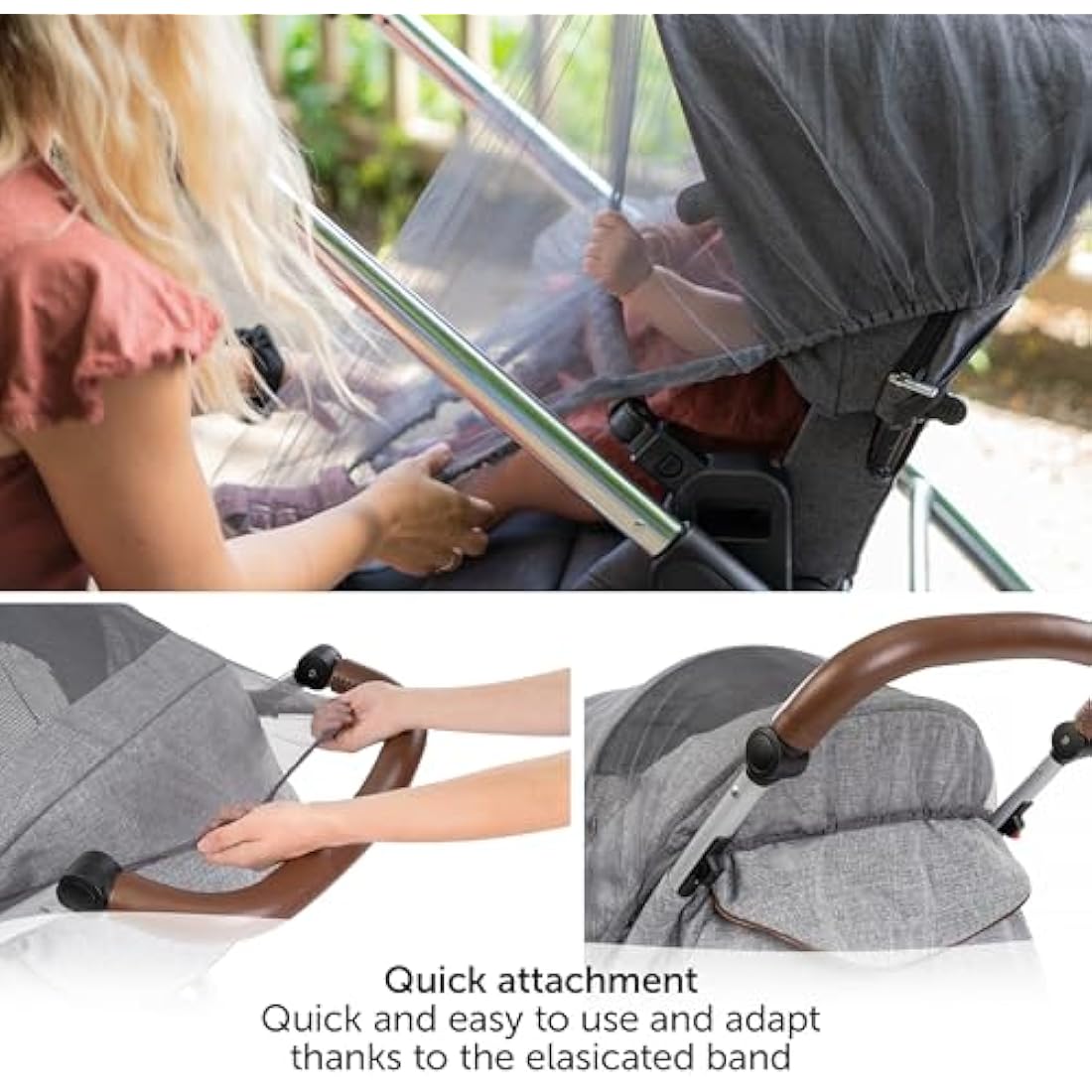 Zamboo Universal Mosquito Net for Prams and Strollers - Fine Mesh, Grey