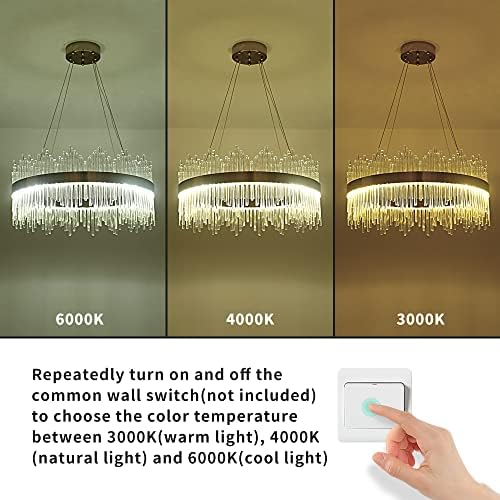 AOOCHOK Modern Gold Crystal Chandelier | 60cm Dimmable LED Pendant Light