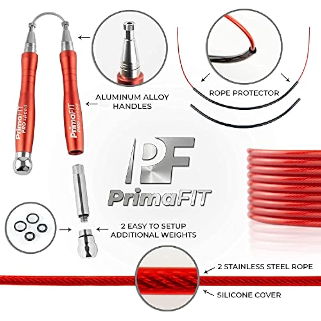 PrimaFIT Pro Weighted Speed Skipping Rope – Adjustable Self-Locking Jump Rope