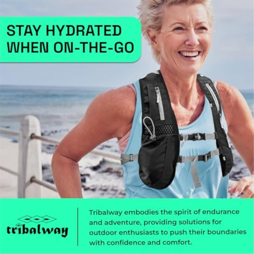 Tribalway Running Hydration Vest with 1.5L Water Bladder – Black