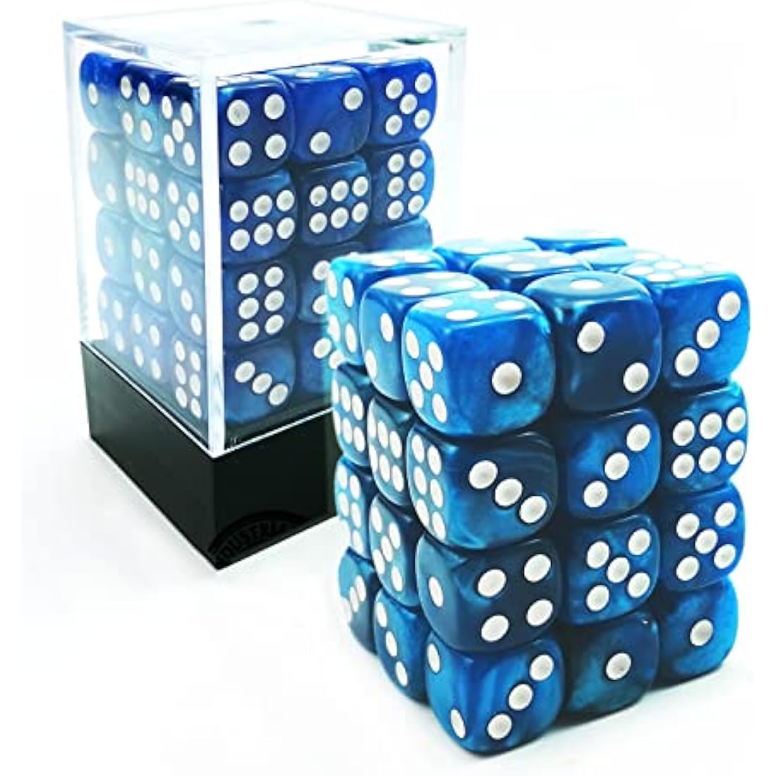 Bescon Marble Blue 12mm 6-Sided Dice Set | 36 Count Block with Box