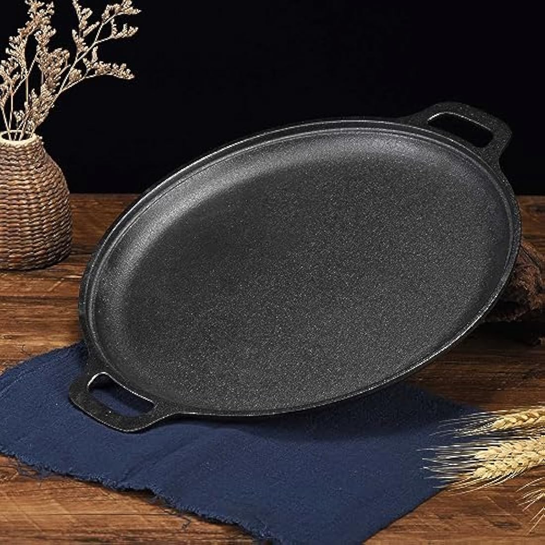 Pre-Seasoned Cast Iron Skillet Pan - 31cm Round Griddle