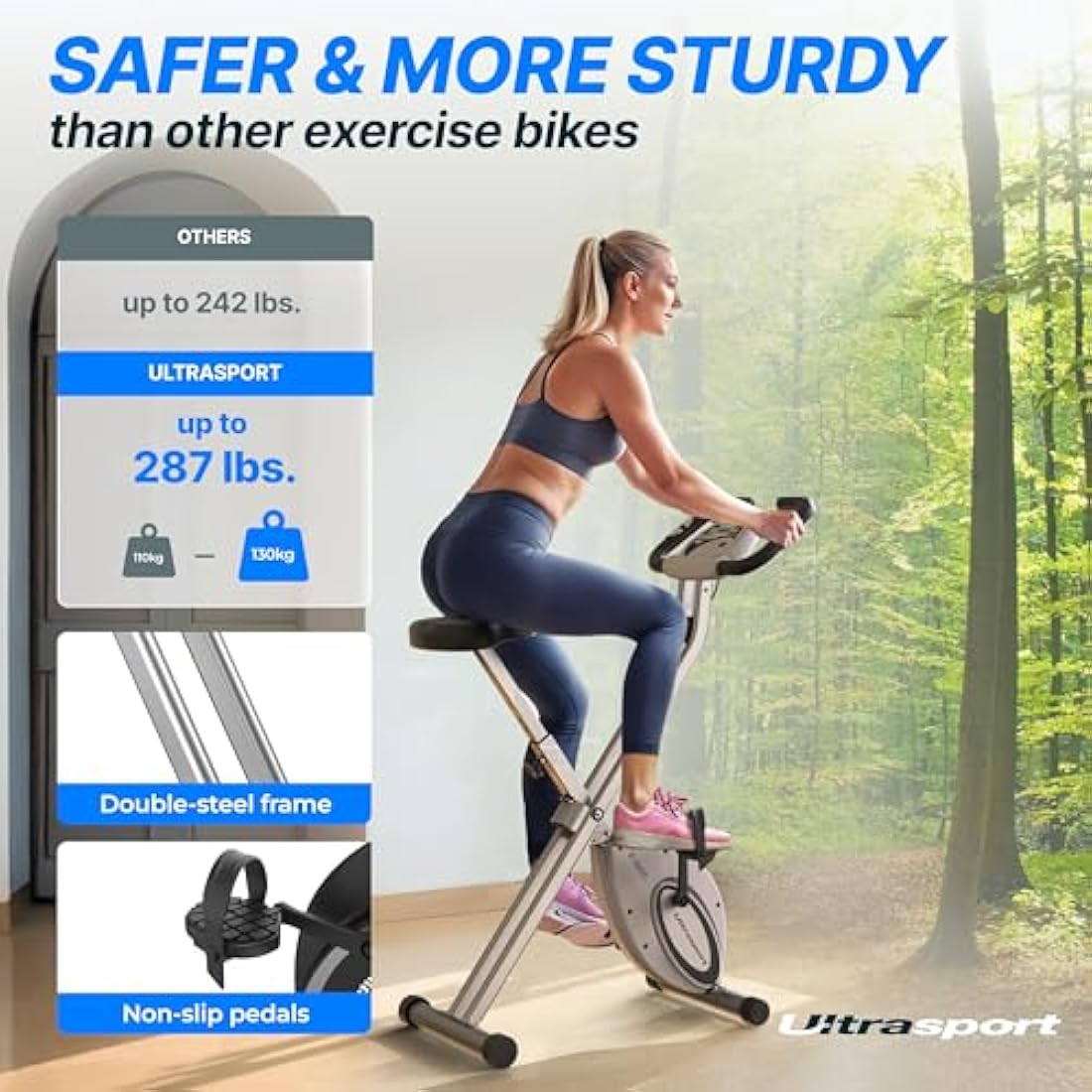 Ultrasport F-Bike Folding Exercise Bike – Silent Magnetic Stationary Bike