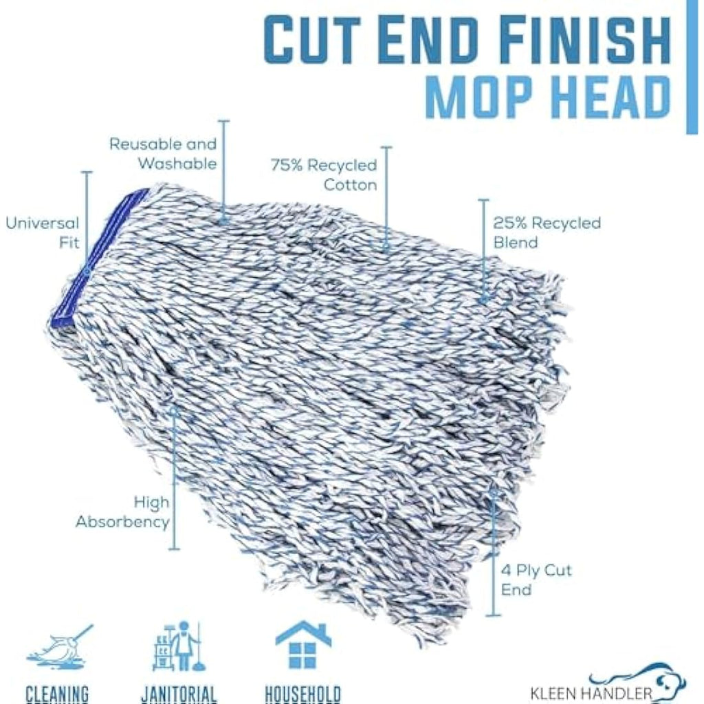 KLEEN HANDLER Cut-End Finish Mop - 4-Ply Synthetic Blend, 24 Pack