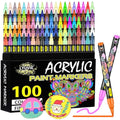 Lyuvie 100 Color Acrylic Paint Pens | 0.7mm Extra Fine Tip Markers