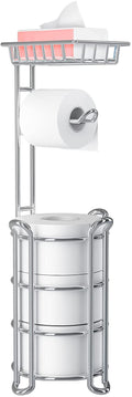Chrome Freestanding Toilet Paper Roll Holder with Shelf