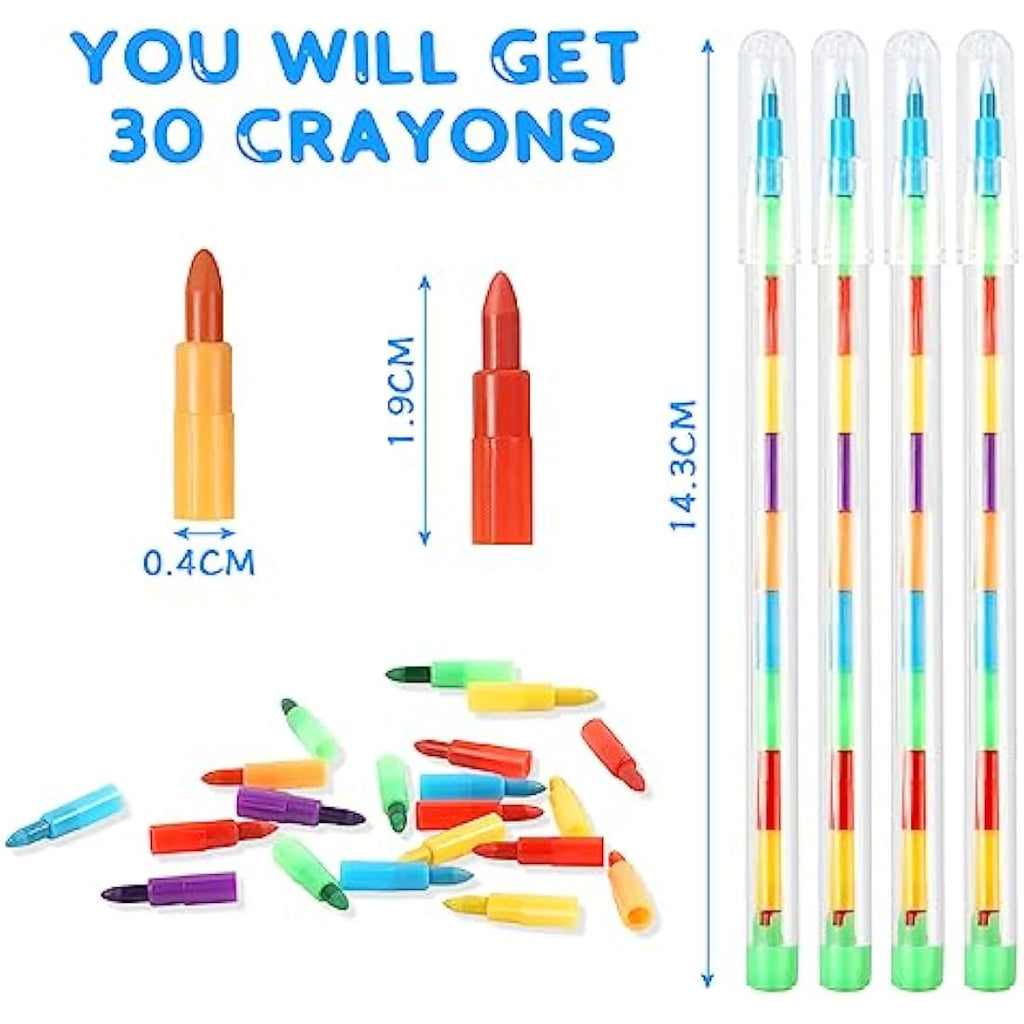 Vicloon Rainbow Stacking Crayons – 30PCS Swop Point Pencils for Kids