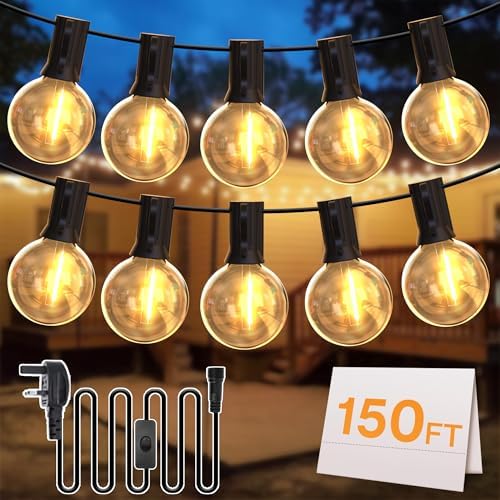 DSLebeen 150FT LED Festoon Lights – G40 Outdoor Garden String Lights