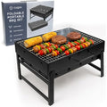 CUQOO Portable Charcoal BBQ Grill – Foldable Stainless Steel Camping Smoker