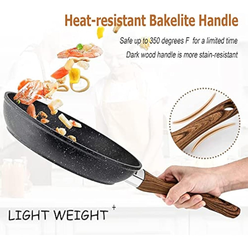 Kitchen Academy 17-Piece Nonstick Induction Cookware Set – Black Granite