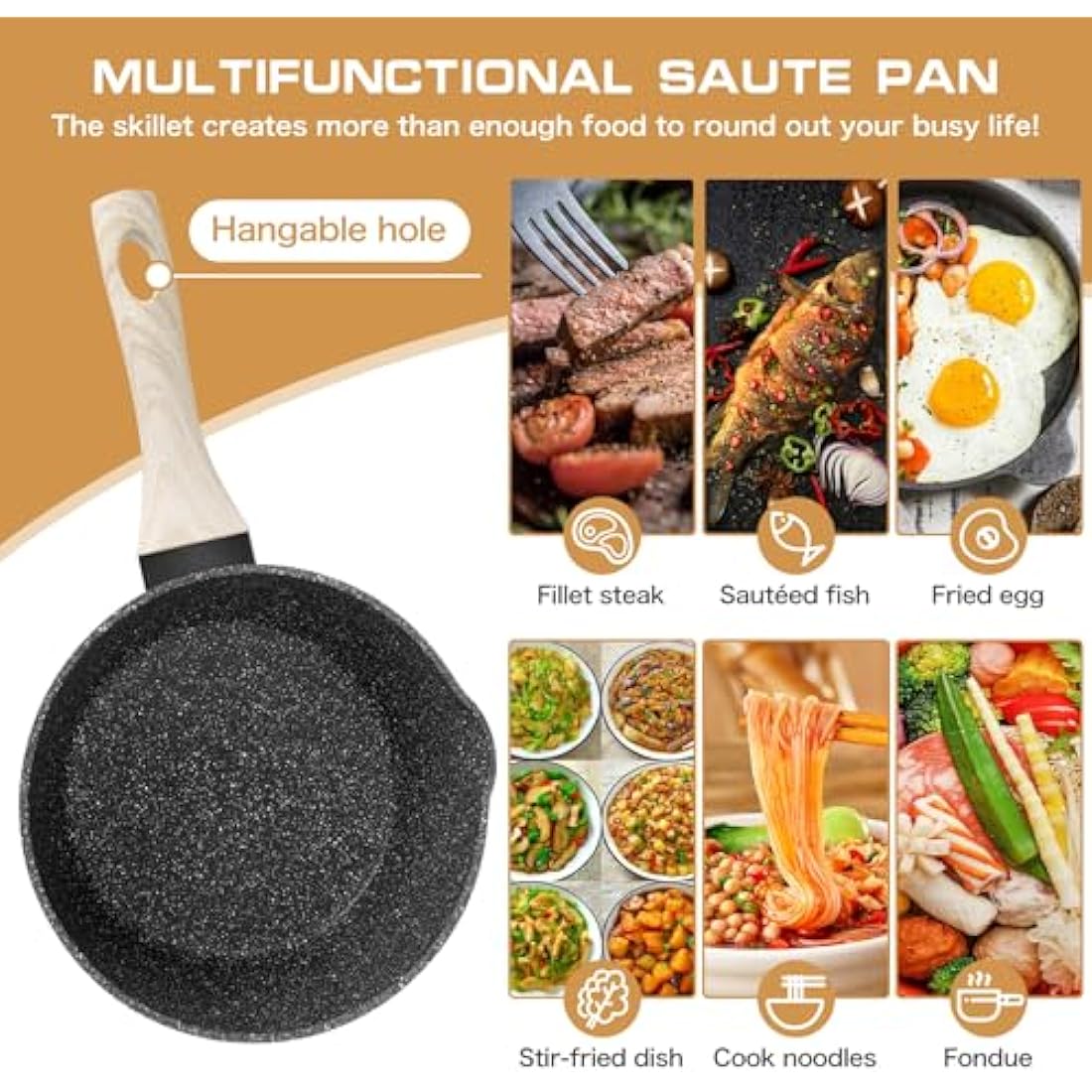 Rainberg Nonstick Granite Saucepan Set with Lids | 3PK Induction Pots