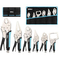 Shall 6-Piece Locking Pliers Set | Curved & Long Nose with Roll Up Pouch