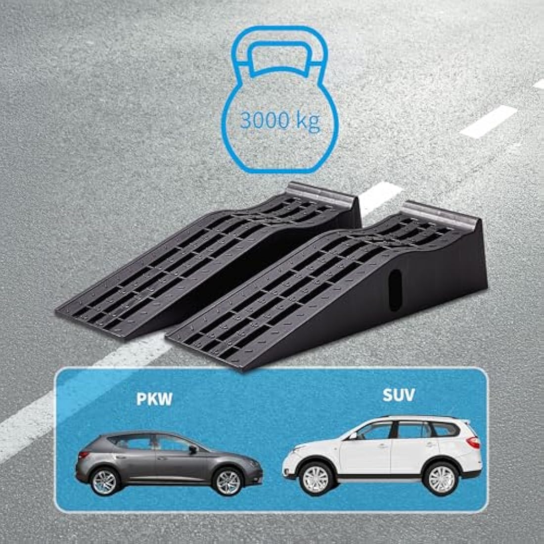 Cartrend Car Ramp Set – 3 Ton Heavy Duty Plastic Ramps, 235mm Wide