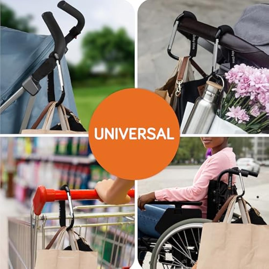 Baby Uma XL Pram Hooks – 2 Pack Large Aluminium Stroller Clips