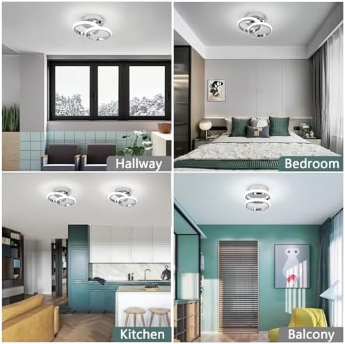 EIDISUNY Modern LED Ceiling Light – 22W Cool White 6000K Chrome Fixture