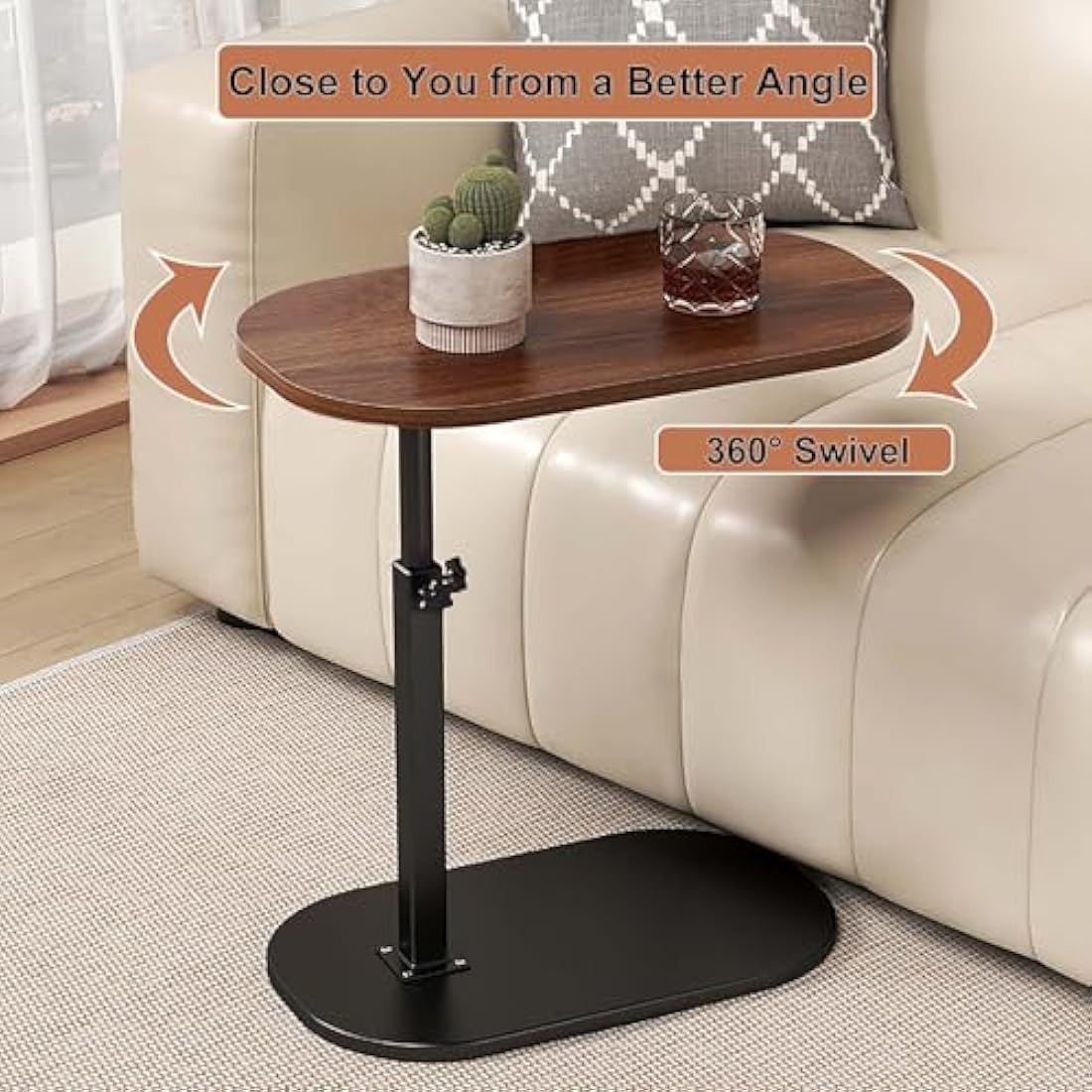 Jolof Store C-Shaped End Table – 360° Swivel Adjustable Laptop Desk