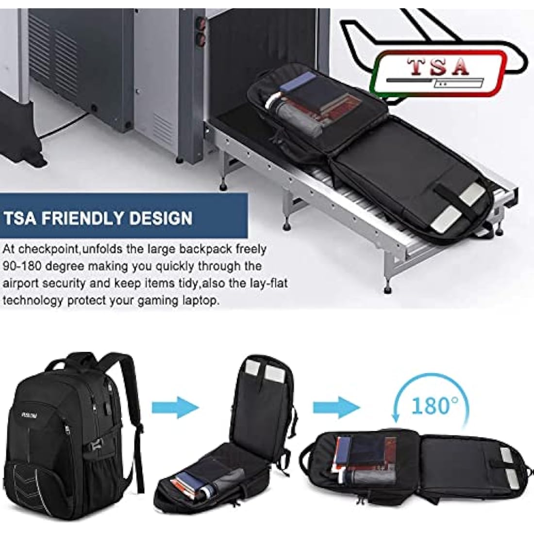 Jolof Store 55L Travel Laptop Backpack – 18.4 Inch TSA Approved Black