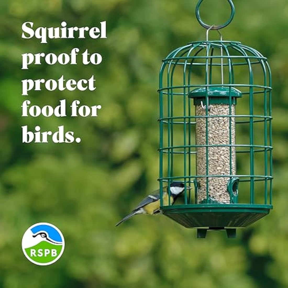 RSPB Squirrel Proof Bird Seed Feeder – Durable Hanging Aluminium