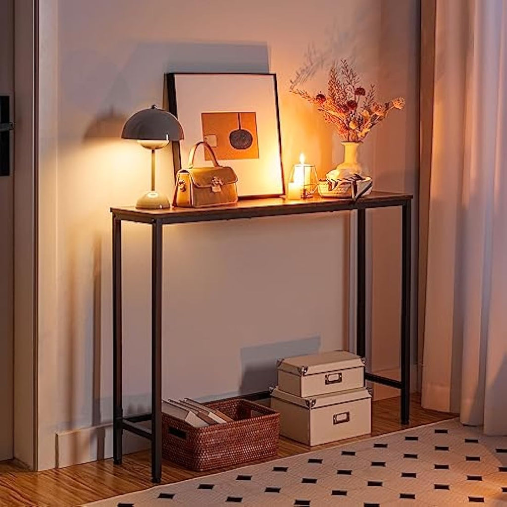 HOOBRO Narrow Console Table – 100cm Slim Industrial Sofa Table