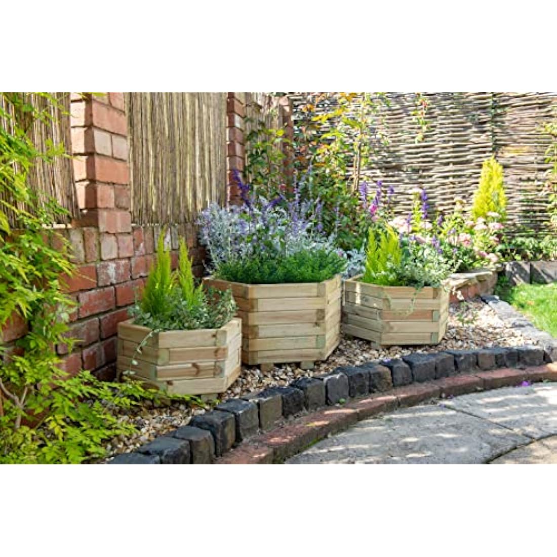 Forest York Hexagonal Wooden Planters – Pressure Treated Set of 3