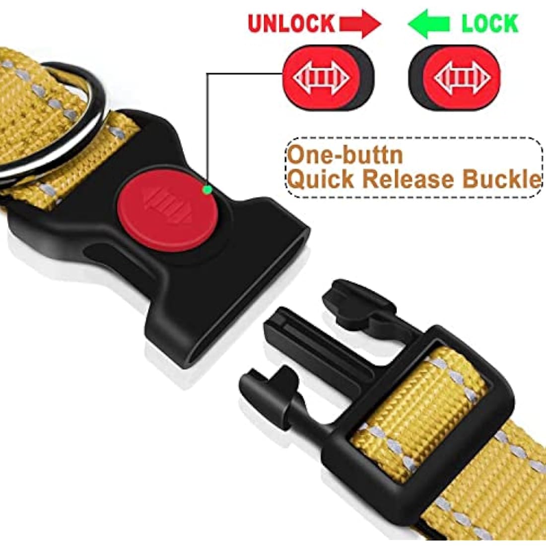 ATETEO Reflective Nylon Dog Collar | Padded Adjustable Safety Pet Collar