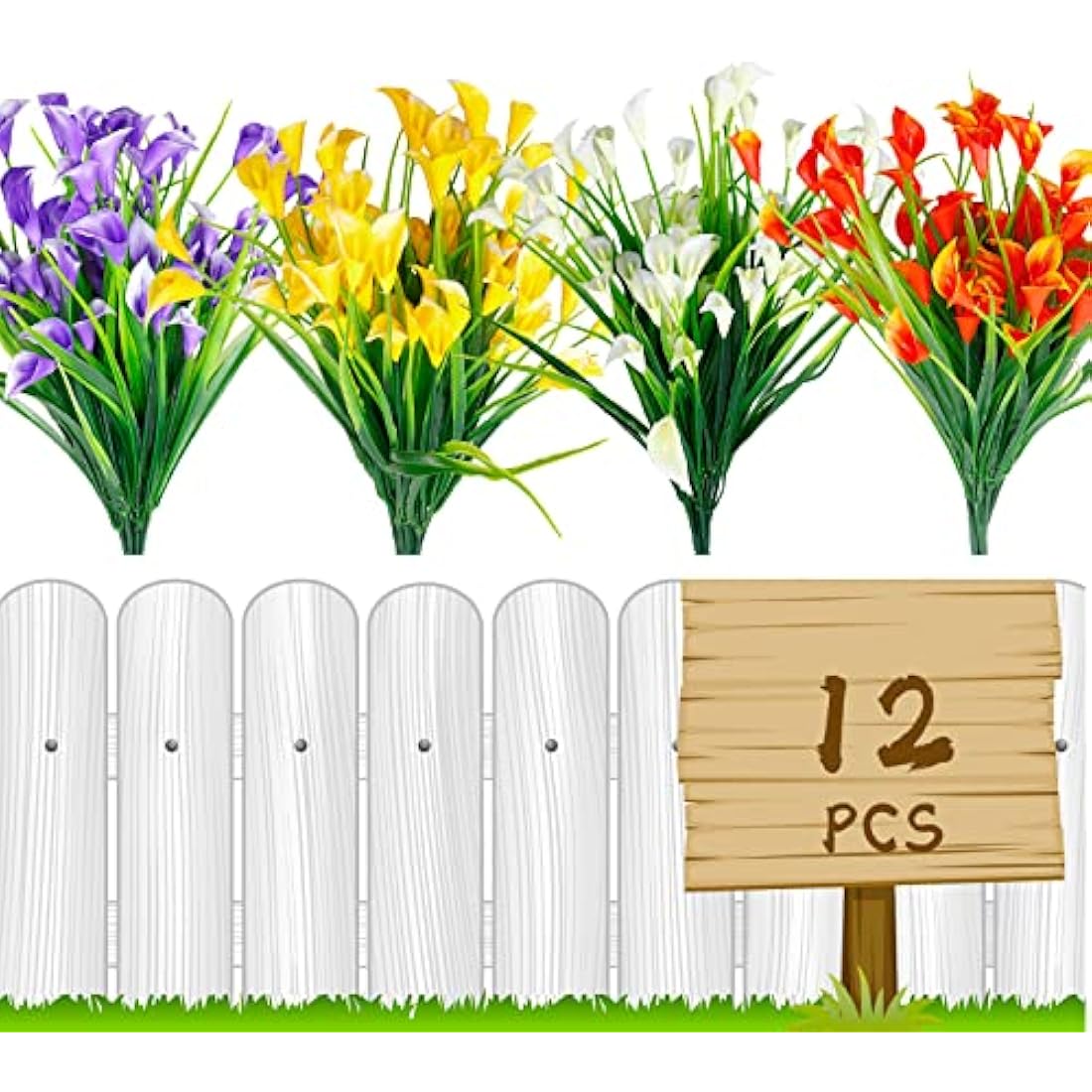 12Pcs Artificial Calla Lily Flowers – UV Resistant Faux Plants