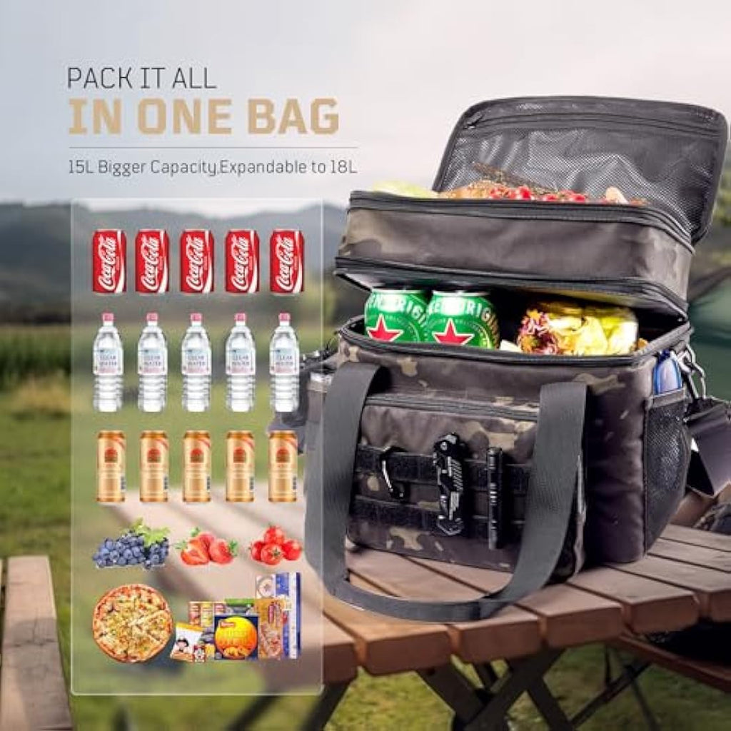 1TG Tactical Insulated Lunch Bag | Expandable Leakproof Cooler, 24L