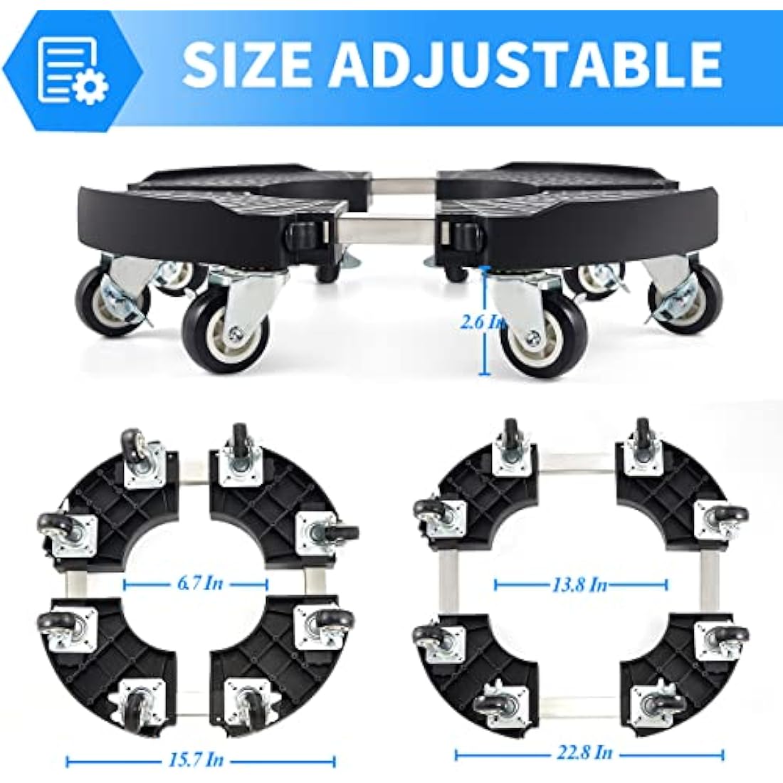 TreeGun Adjustable Plant Caddy with 8 Wheels | 200KG Heavy Duty Stand
