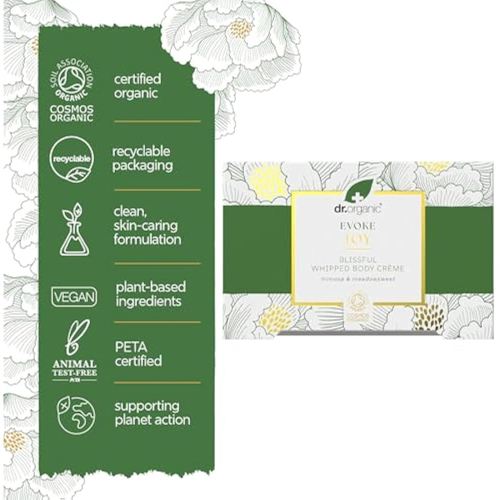 Dr Organic Evoke Joy Whipped Body Crème – Mimosa & Meadowsweet 200ml