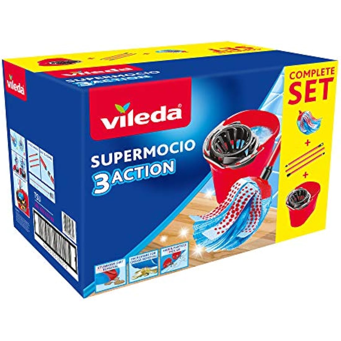 Vileda SuperMocio 3Action Mop and Bucket Set - Floor Cleaning Kit