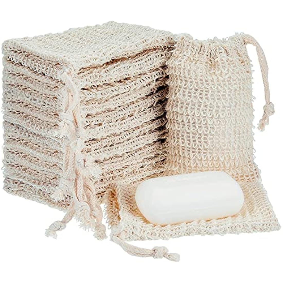 KIPETTO Natural Sisal Soap Saver Bag – 15Pcs Exfoliating Soap Pouch