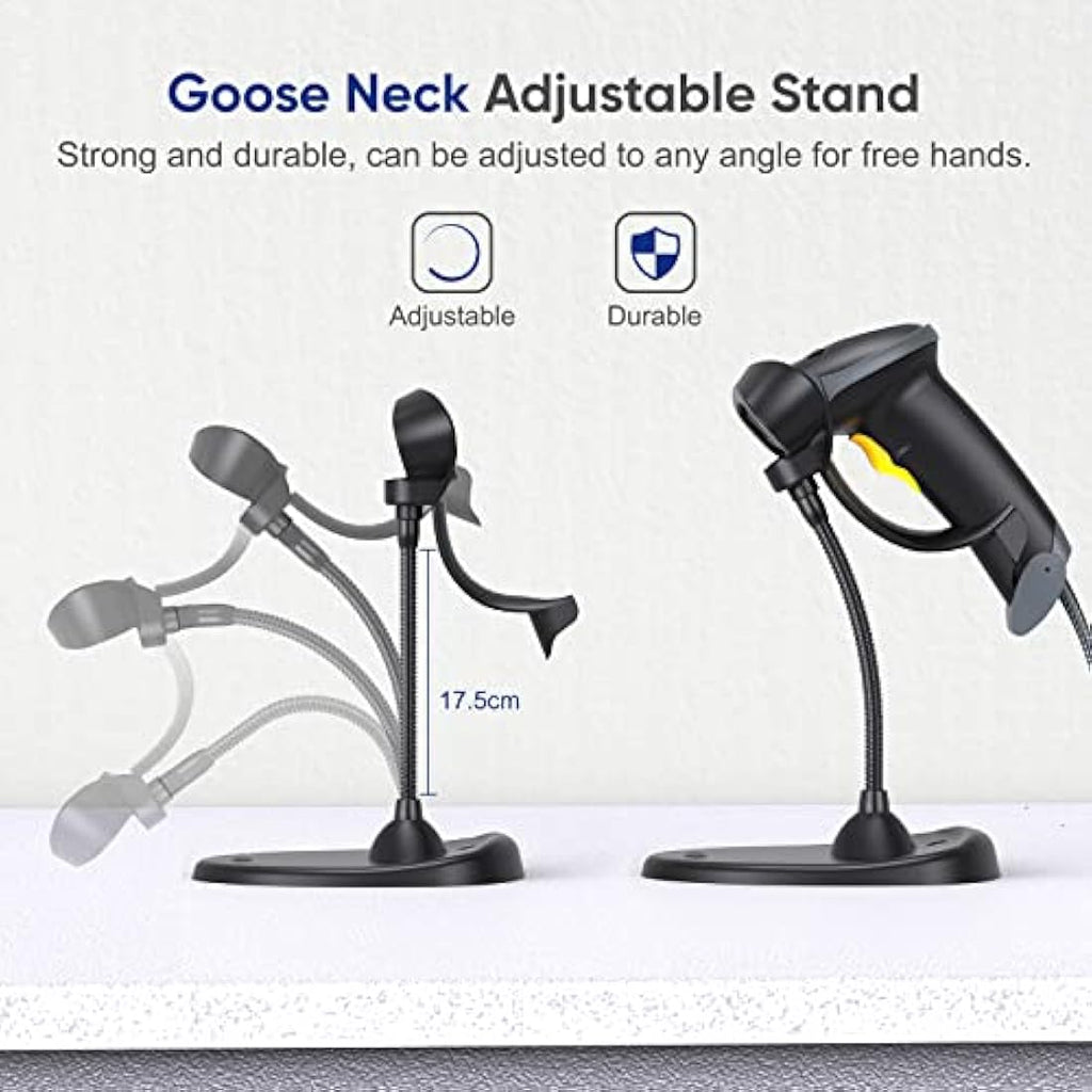 Eyoyo 2D QR Barcode Scanner with Gooseneck Stand | Wired USB POS Reader