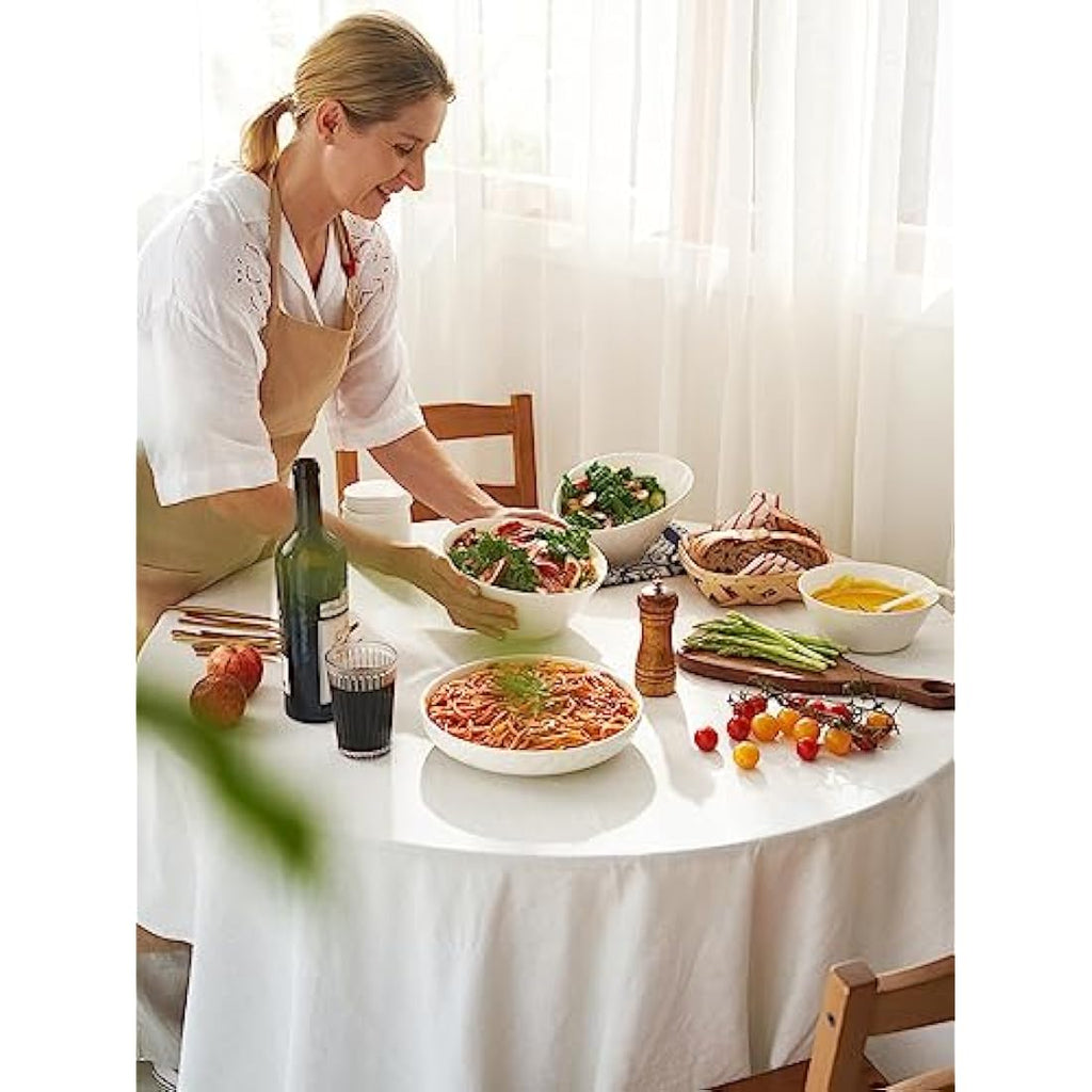 DOWAN Large Ceramic Soup Bowls | 950ml White Porcelain Cereal Bowls, Set of 4