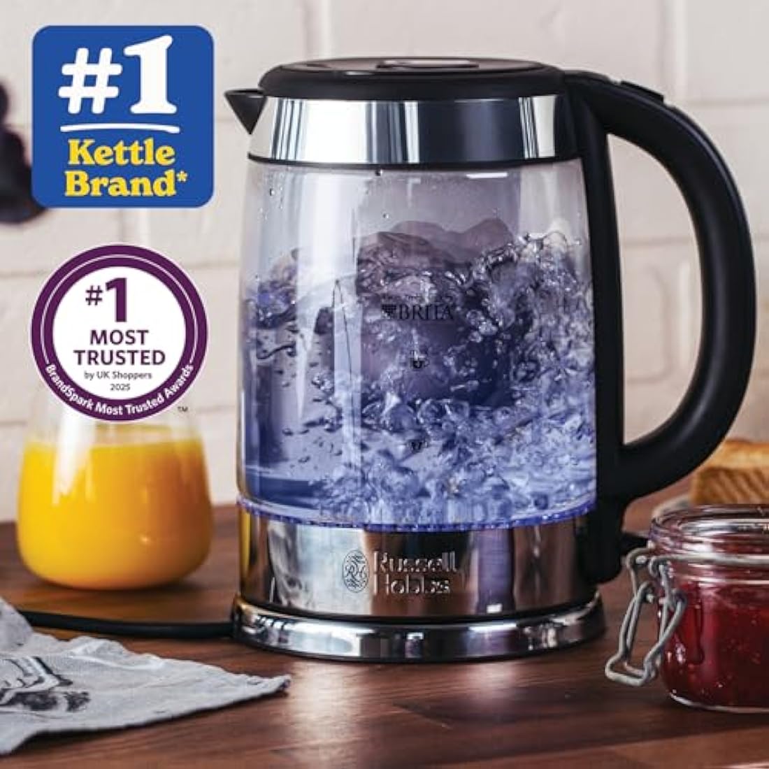 Russell Hobbs Brita Purity Glass Kettle | 1.5L Fast Boil Electric Kettle