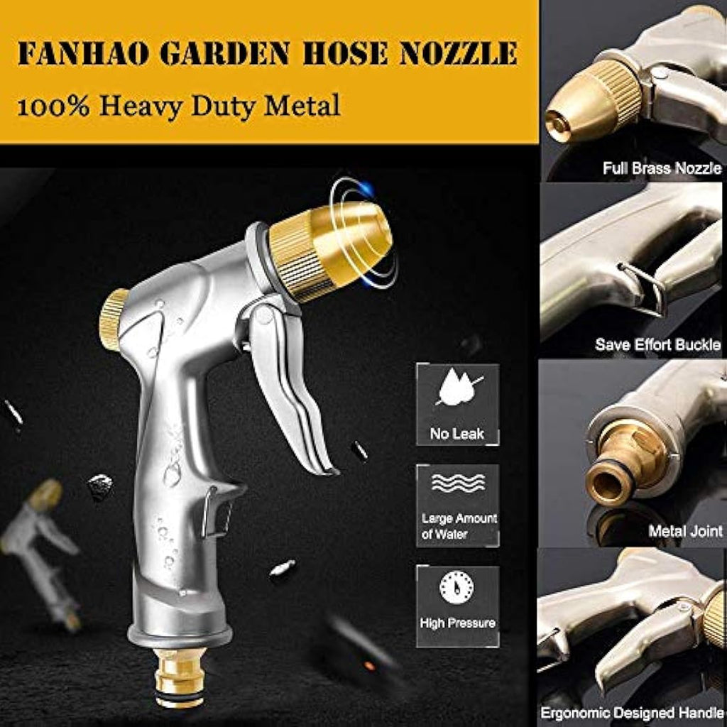 FANHAO Heavy Duty Metal Garden Hose Spray Gun | High Pressure Brass Nozzle