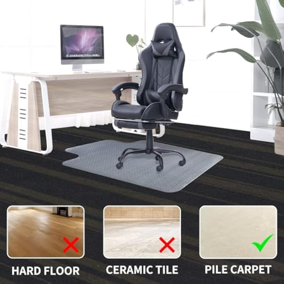 Office Chair Mat for Carpet | 120x90cm Heavy Duty PVC