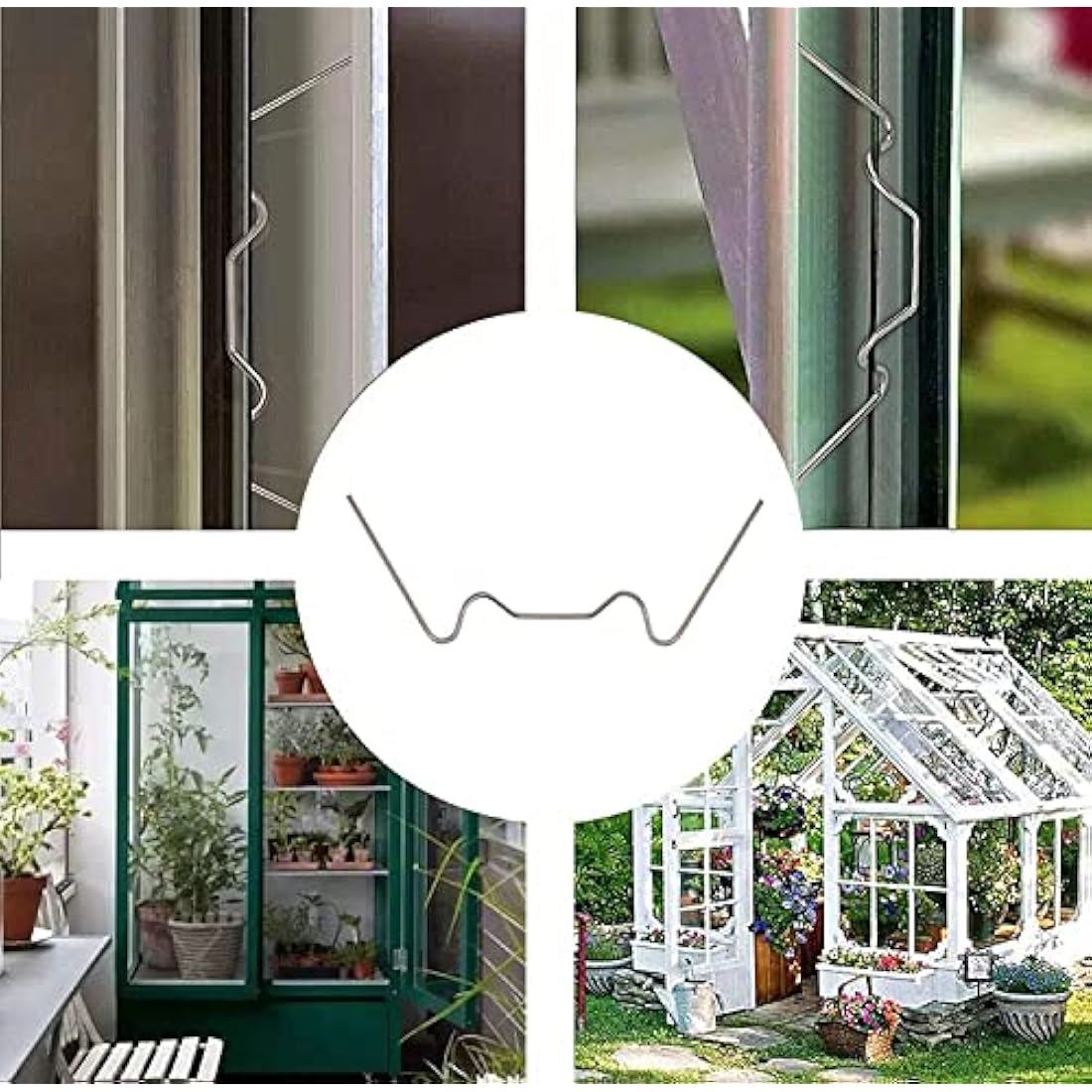 100Pcs Stainless Steel Greenhouse W Clips for Glass Panes
