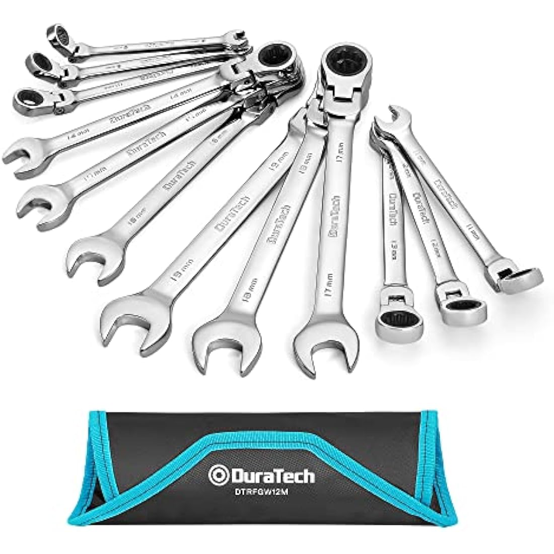 DURATECH 12-Piece Flex-Head Ratchet Spanner Set | Metric 8-19mm Steel