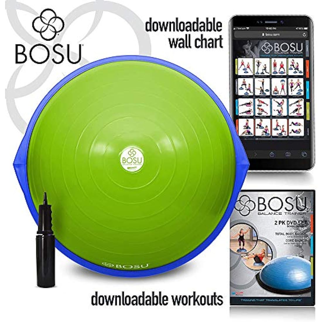 BOSU Original Balance Trainer – 26 Inch Home Gym Core Workout Dome