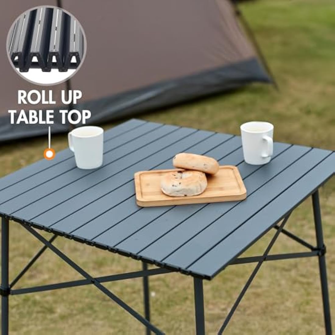 Portal Aluminum Folding Camping Table | 70x70cm Square Roll Up Picnic Table