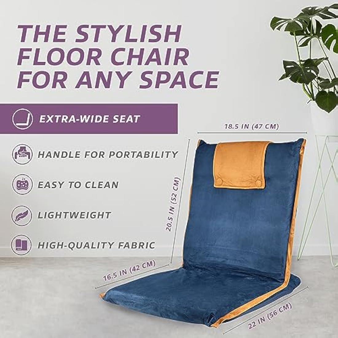 bonVIVO EASY III Folding Floor Seat – Portable Padded Meditation Chair, Blue