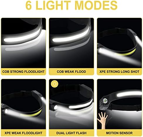 Jolof Store Rechargeable LED Headlamp | Motion Sensor & Wide Beam – 2 Pack