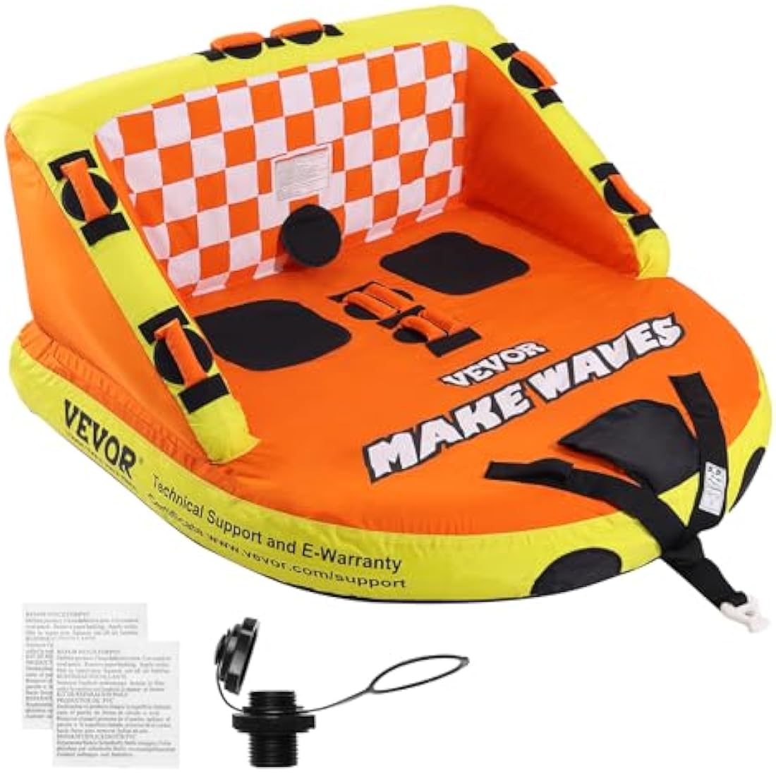 VEVOR 1-2 Person Towable Tube for Boating | Inflatable Deck Seat Tube