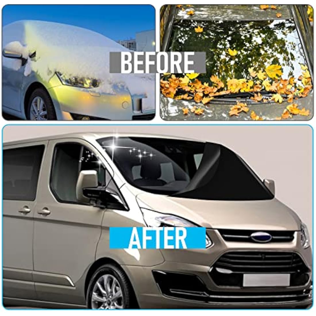 MaxEarn Ford Transit Custom Windshield Cover | 600D Oxford Blackout Wrap