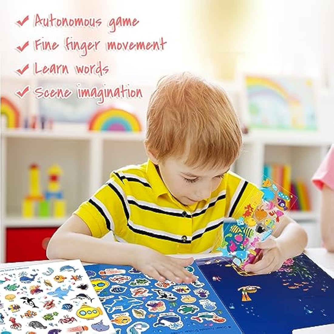 Jolof Store Reusable 3D Puffy Sticker Book – Ocean Animals Sensory Toy