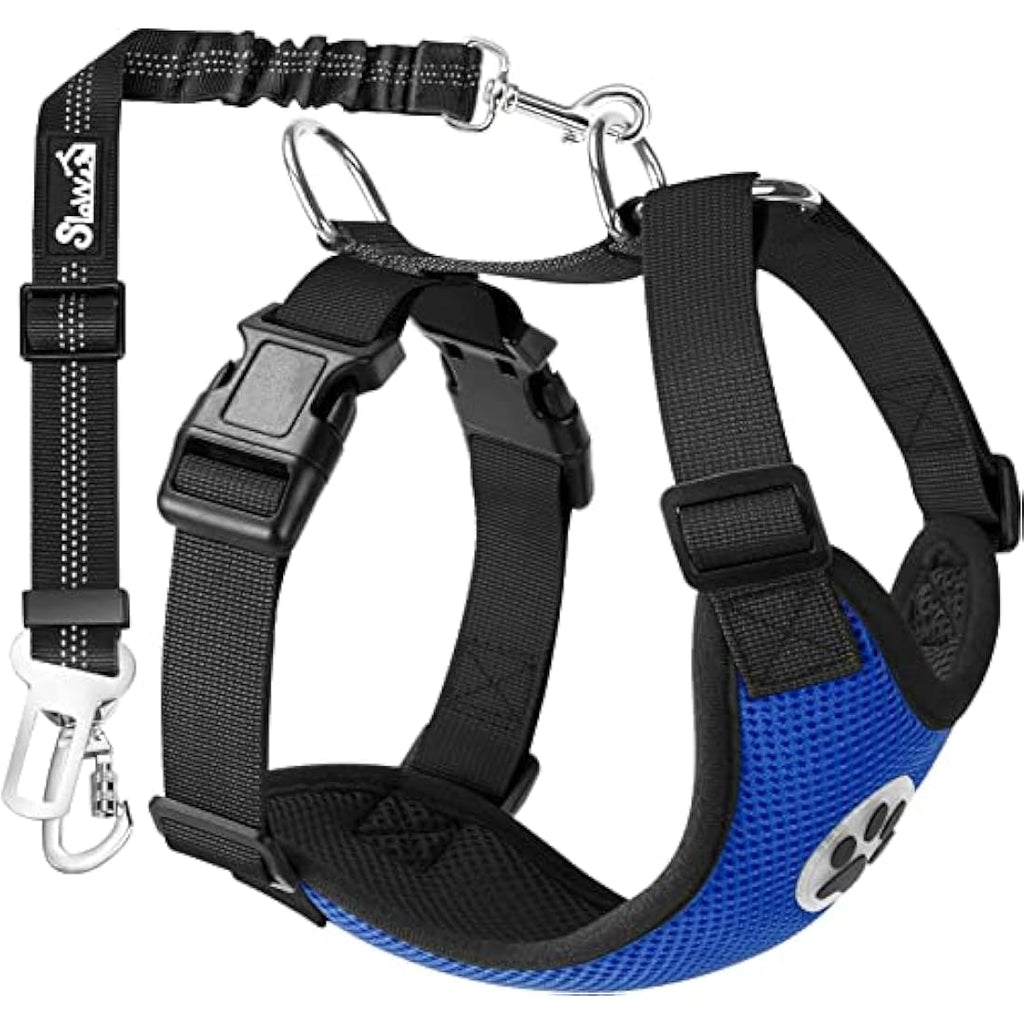 SlowTon Dog Car Harness and Seatbelt Set | Breathable Mesh Safety Vest