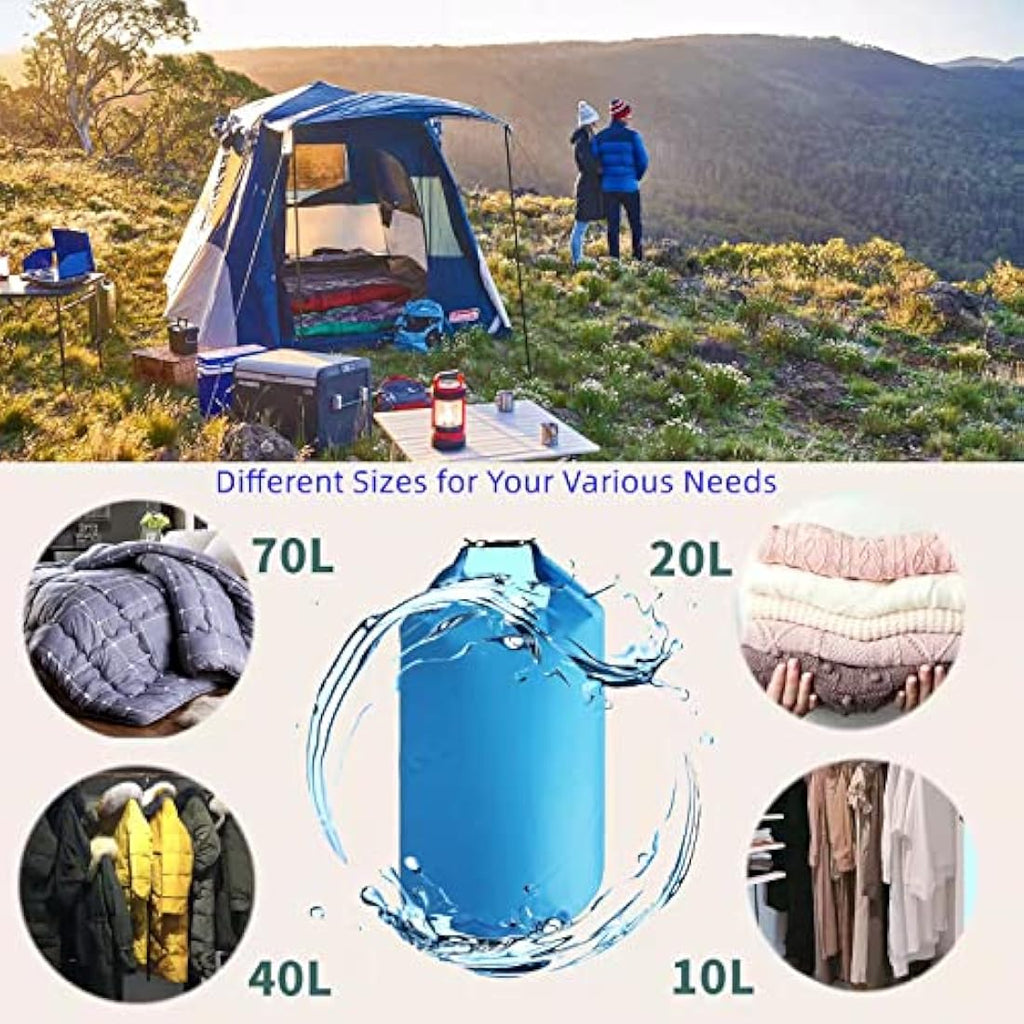 CMC-PROGEAR Waterproof Dry Bag – 70L Lightweight RipStop Sack, Navy Green