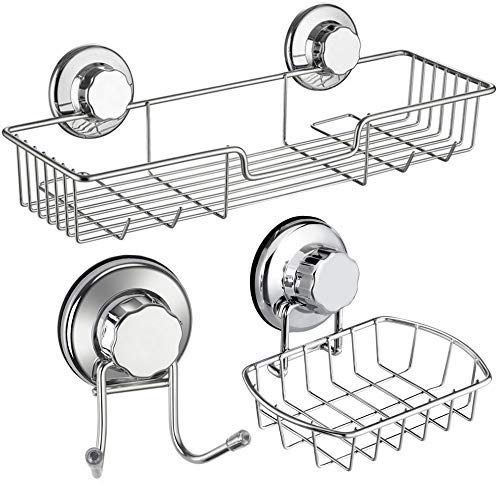 iPEGTOP 3-Pack Shower Caddy | Rustproof Stainless Steel Suction Shelf